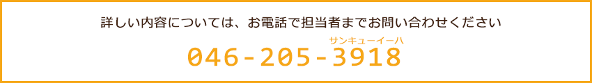 詳しい内容については、お電話で担当者までお問い合わせください